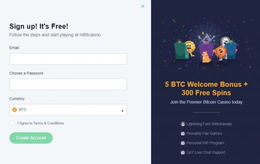 mbitcasino registration form