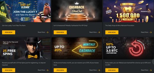 Example set of promotions at FortuneJack