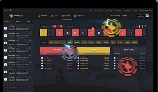 roobet roulette game interface