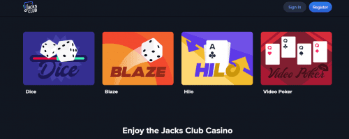 Jacks Club Casino Screenshot 1