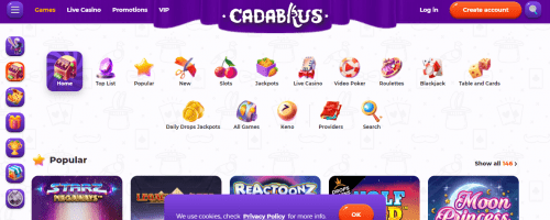 Cadabrus Casino Screenshot 1