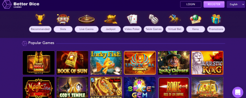 BetterDice Casino Screenshot 1